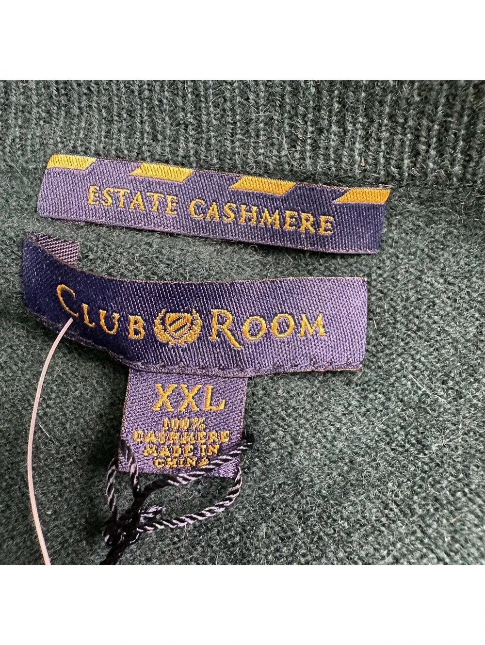 Club Room Estate Cashmere V Neck Sweater Size 2XL Green New With Tags